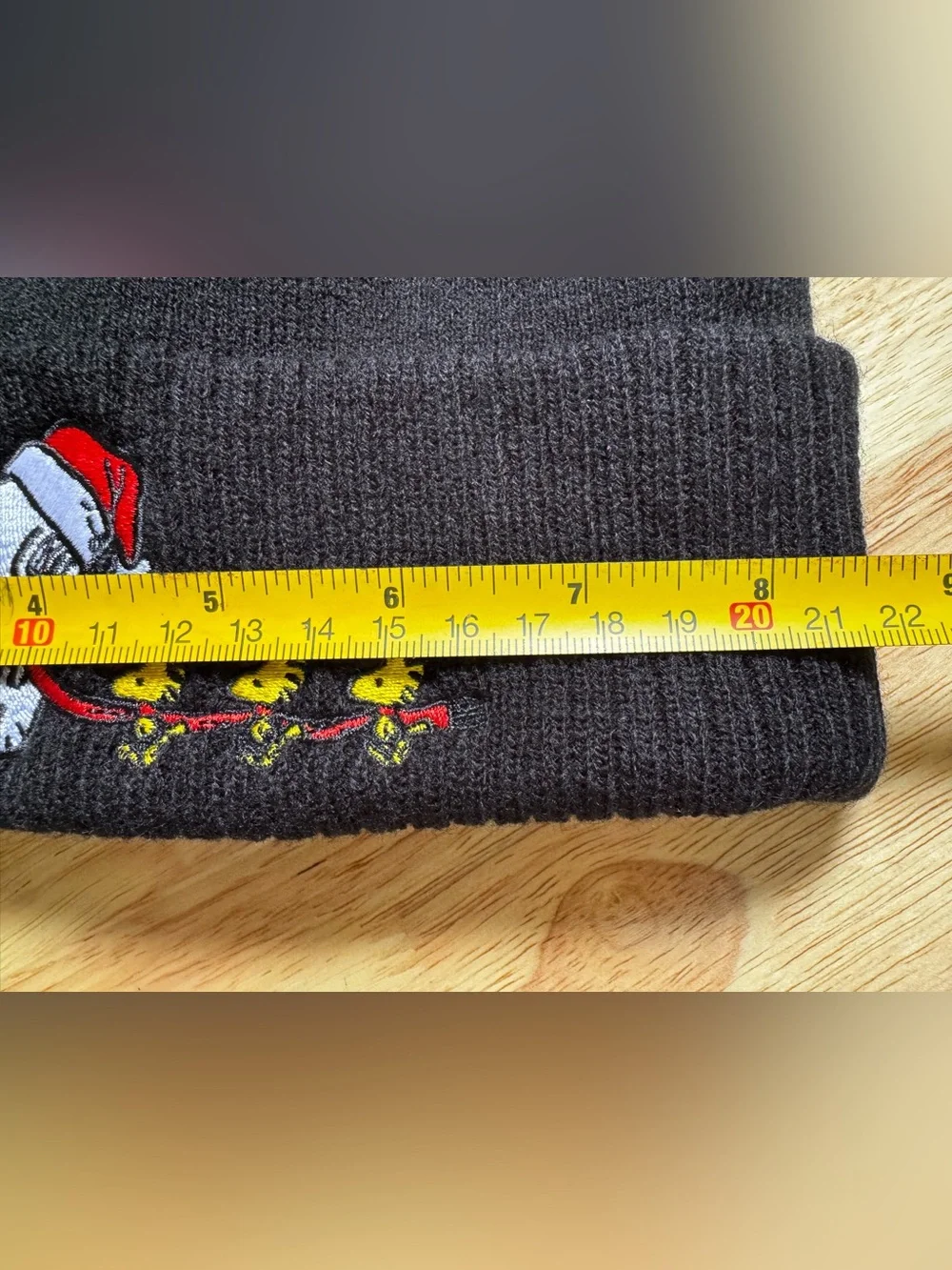 Peanuts Snoopy Woodstock Christmas Pom Pom Beanie Black OS